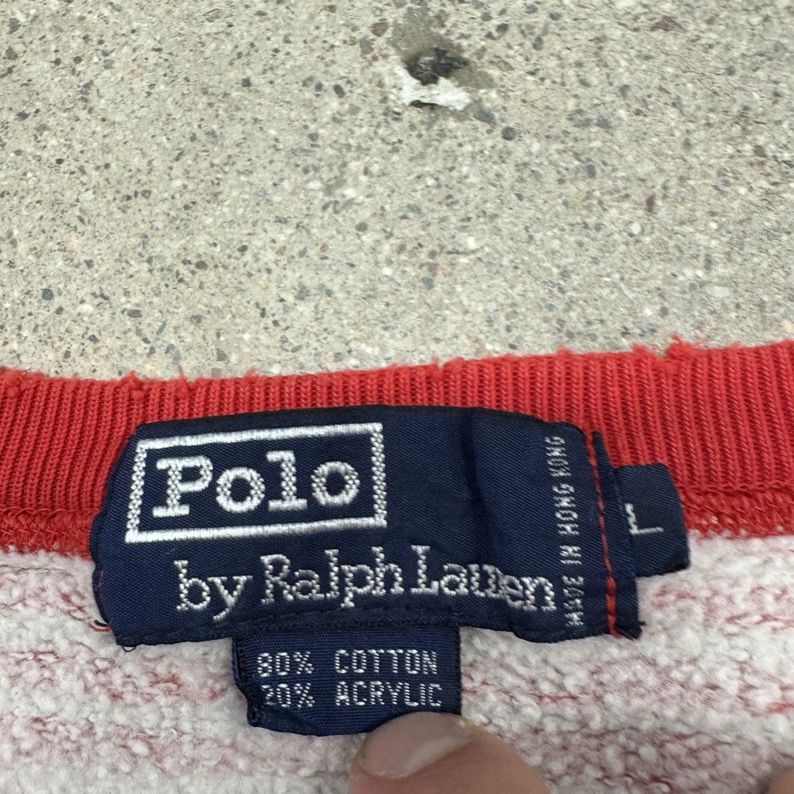 Polo Ralph Lauren vintage felpa a righe rosso bianco rosso pony anni 90