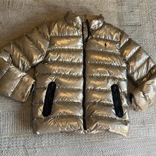 Polo Ralph Lauren Youth XL Gold Puffer Coat Down Jacket Wind Breaker Hooded