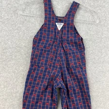 Vintage Osh Kosh B'Gosh Overalls 2T Red Blue MultiColored Wagons Trains Vestbak