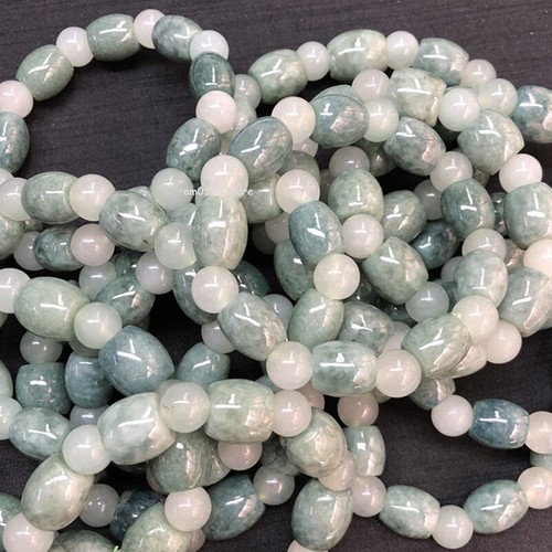 1pcs Natural A Jadeite Jade Bracelet Women Men 12*14mm Oil Green Tube Bead Link - Picture 7 of 7