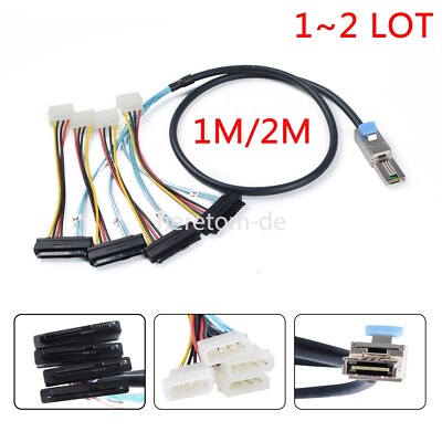 1/2 Mini SAS SFF-8088 zu SAS SFF-8482 Stecker 29Pin mit 4Pin IDE Netzteil Kabel