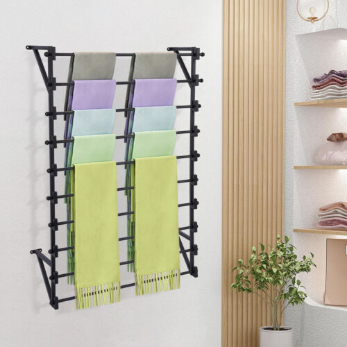 Wandmontiertes Präsentationsregal, 10-lagiges Wand Geschenkpapier Band Organizer Schwarz - Bild 4 von 21