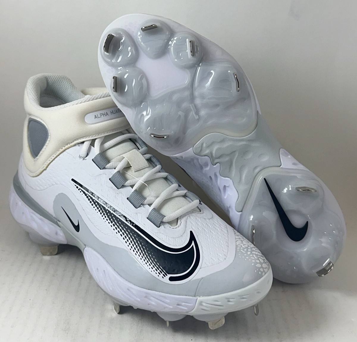 Nike Alpha Huarache Elite 4 Mid White Baseball Cleats FD2744