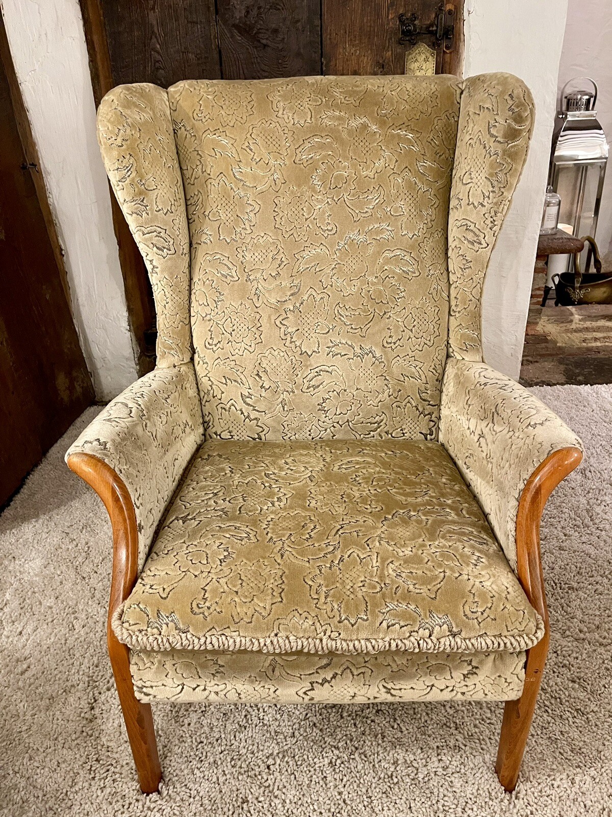 Lovely Parker Knoll Wingback Chair Velour Floral Model PK750 eBay