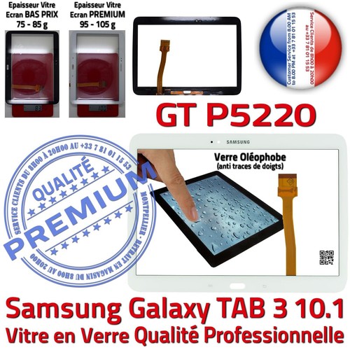 Vitre Tactile GT-P5220 TAB 3 Assemblée Adhésif Prémonté Samsung Ecran Blanc - Photo 2/5