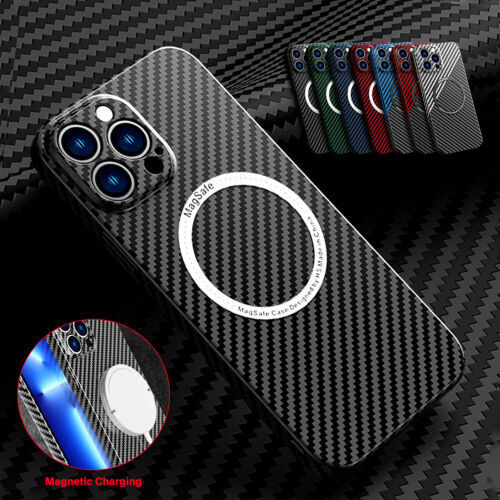 For iPhone 14 13 12 11 Pro Max Magsafe Case Carbon Fiber Magnetic Slim Cover - Picture 1 of 25