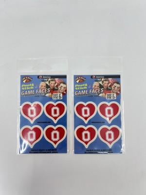 LOT x 2, Fan-A-Peel Game Faces Ohio State Buckeyes Block O Heart - Face Stickers