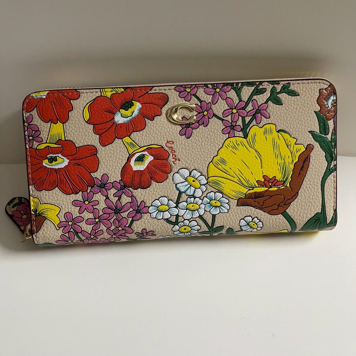 Coach CJ373 Long Zip Around Wallet Floral Print Ivory Multi