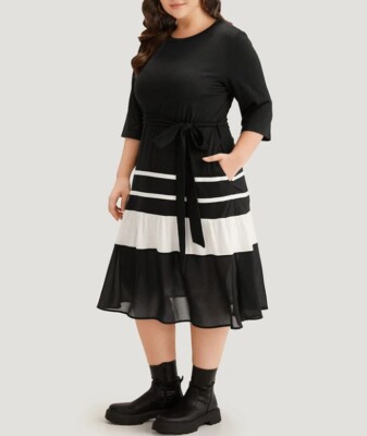 Bloomchic 18 20 2X Colorblock Contrast Belted Pockets Ruffle Hem T Shirt Dress | eBay Bloomchic 18 20 2X Colorblock Contrast Belted Pockets Ruffle Hem T Shirt Dress | eBay