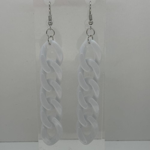 Acrylic chain earrings, long kitsch earrings pink blue purple 10.5 cm long - Picture 78 of 84