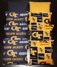 8 CORNHOLE BEANBAGS made w GEORGIA TECH YELLOW JACKETS Fabric ACA Reg Bags