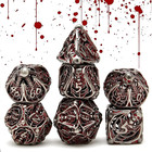 Antique Silver Hollow Skull 7-Piece Metal Dice Set for DND Cthulhu Tabletop Game