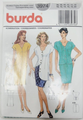 Burda 3974 Misses Dress Skirt & blouse sewing pattern sz 10-20