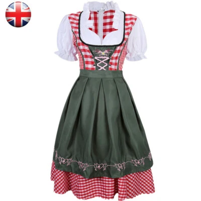 UK German Oktoberfest Bavarian Dirndl Dress Beer Wench Costume Maid Outfit