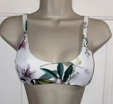 TiniBikini Swimwear Floral Ribbed Bikini Top Size Small