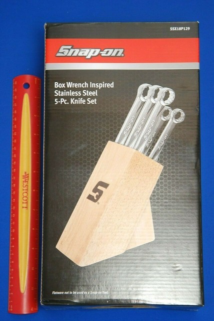 Snap On Tools Wrench Style Kitchen Knife Set Stainless Steel Wood