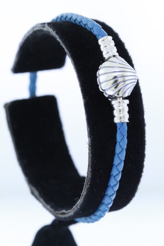 Pandora Moments Seashell Clasp Turquoise Leather Bracelet, 598951C01 - Picture 2 of 10