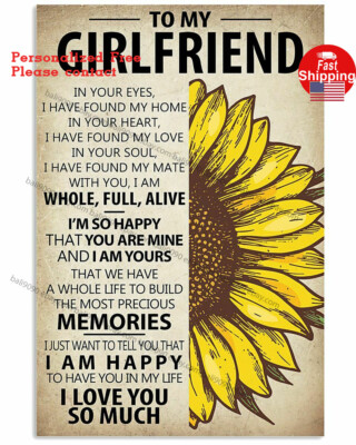 Sunflower To My Girlfriend I'm So Happy I Love You So Much Satin Portrait Poster