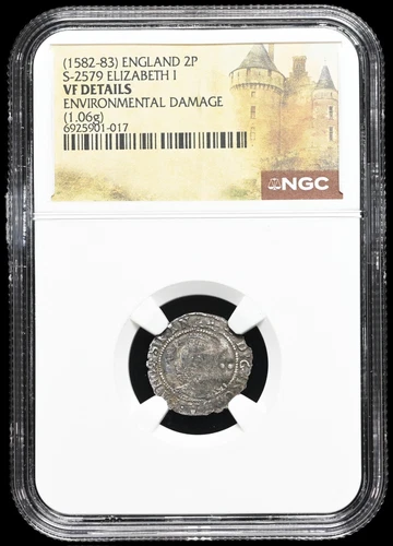 ENGLAND. Elizabeth I. 1558-1603. Silver Halfgroat, S-2579, NGC VF Details