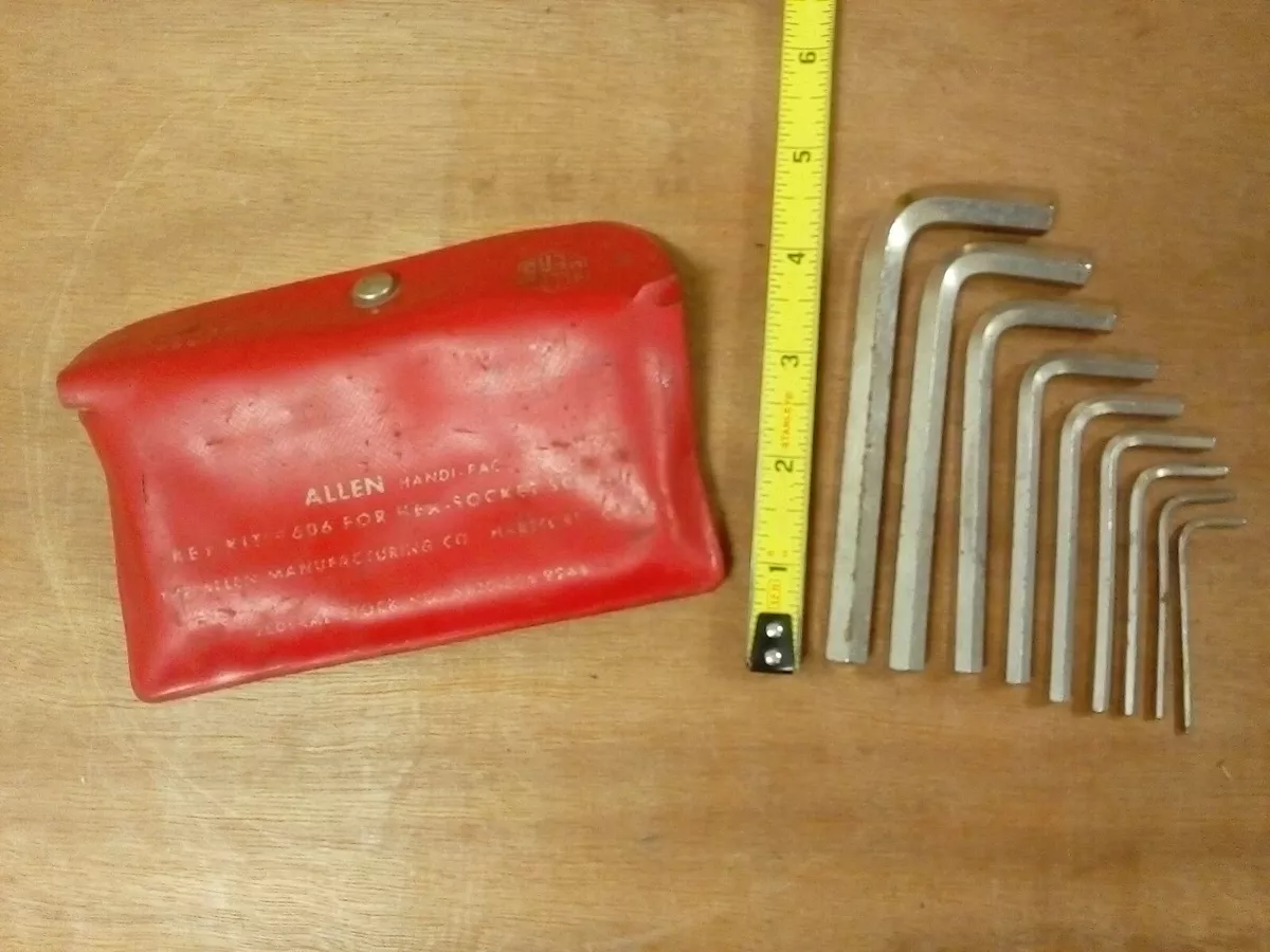 Vintage Genuine Allen Brand 606 9pc Hex Key Wrench Set 1 16