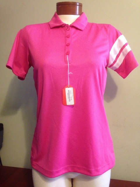 NWT Kate Lord Women's small Pink white stripe Golf polo Shirt NEW | eBay