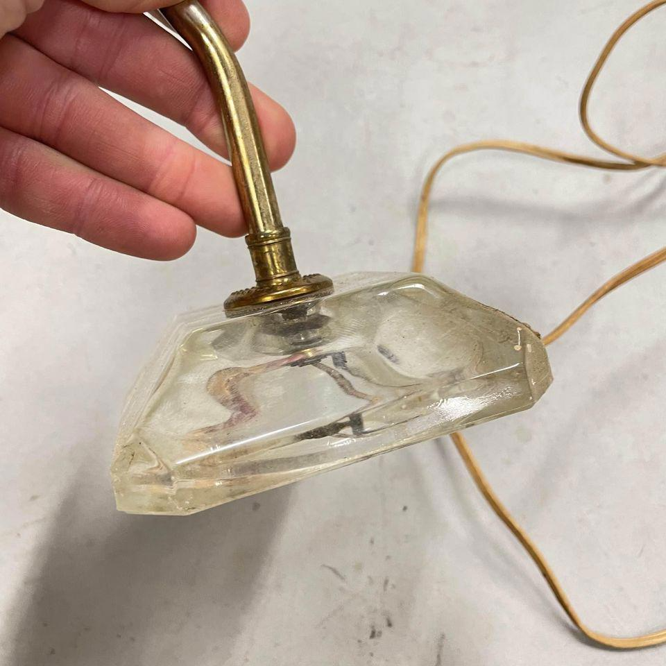 Vintage Glass Base Gold Brass Color Wall Sconce Wall Plug MCM HLBN eBay