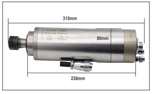 2.2KW Water Cooling Spindle 24000RPM 80MM AC220V+12PCS ER20+75W 5M Pipes Pump - Picture 20 of 21