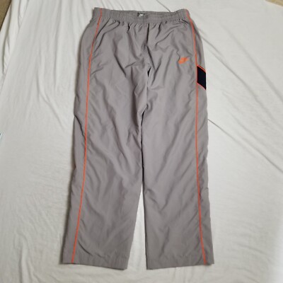 VTG Nike Track Pants Windbreaker Y2K Lined Gray Orange Striped Baggy Swoosh  2XL