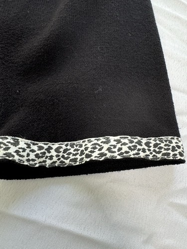 Pink Poodle Black Cardigan sweater Open Front Animal Print Trim Pockets Large - Picture 7 of 9