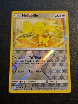REVERSE HOLO Pokemon Sonne & Mond Kosmische Finsternis TCG Karte Helioptile 179/236