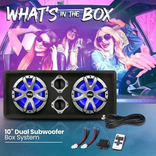 Pyle 10'' Dual Bass Subwoofer Box System, Vented Design, Built-in LED Lights - Picture 2 of 8