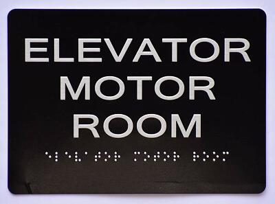 Elevator Motor Room Sign Black (Aluminium, Black/Silver,Size 5x7)-REF24-1027