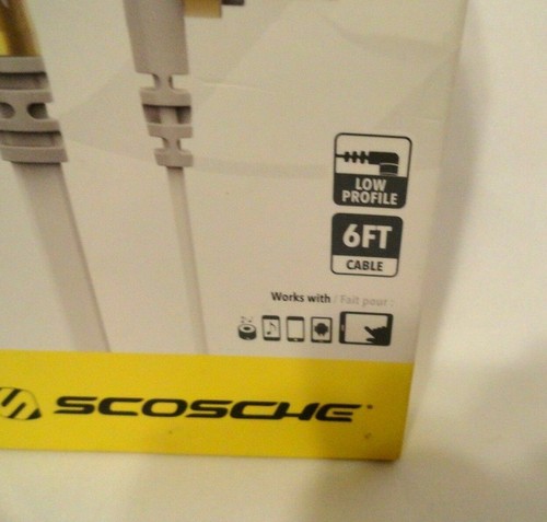 SCOSCHE FLATOUT CAVO AUDIO SENZA GROVIGLI 6 PIEDI BIANCO NUOVO - Foto 4 di 4