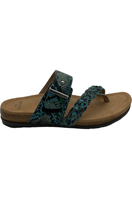 Earth Origins Braided Print Toe-Post Sandals Onida Teal Multi