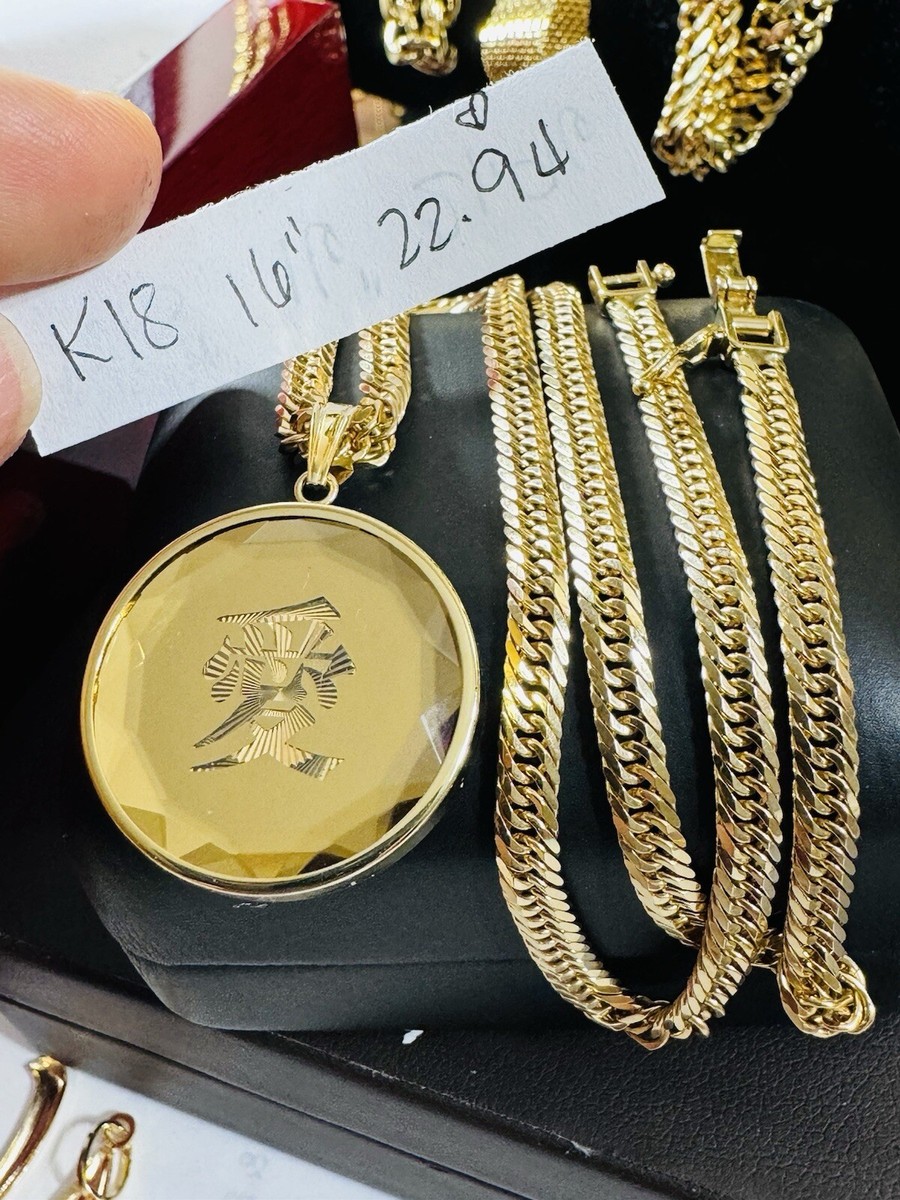 K18 18K 750 Japan Gold Kihei Love Heart Necklace 40cm 16 K18 18K 750 Japan Gold Kihei Love Heart Necklace 40cm 16