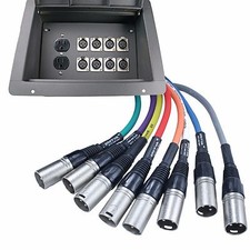 Recessed floor stage pocket box AC outlet 8 XLR female jacks prewired pre wired