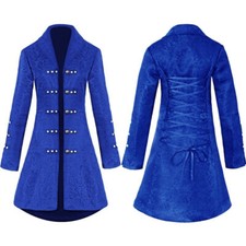 Medieval Retro Victoria Women Dress Blue Coat Uniform Halloween Cosplay Costume
