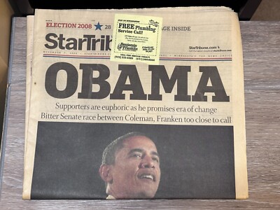 StarTribune News Newspaper OBAMA Election History Nov. 5 2008 Inauguration E1