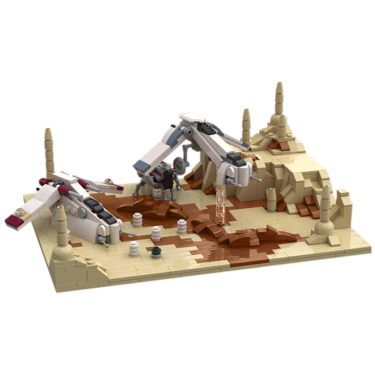 MOC: Battle in Episode II with Ship and Walker from Movie 700 Pieces DIY