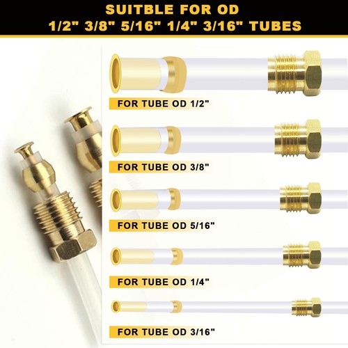 180PCS Brass Compression Sleeves Ferrules & Inserts Tube OD 1/2 3/8 5/16 1 - Picture 4 of 7
