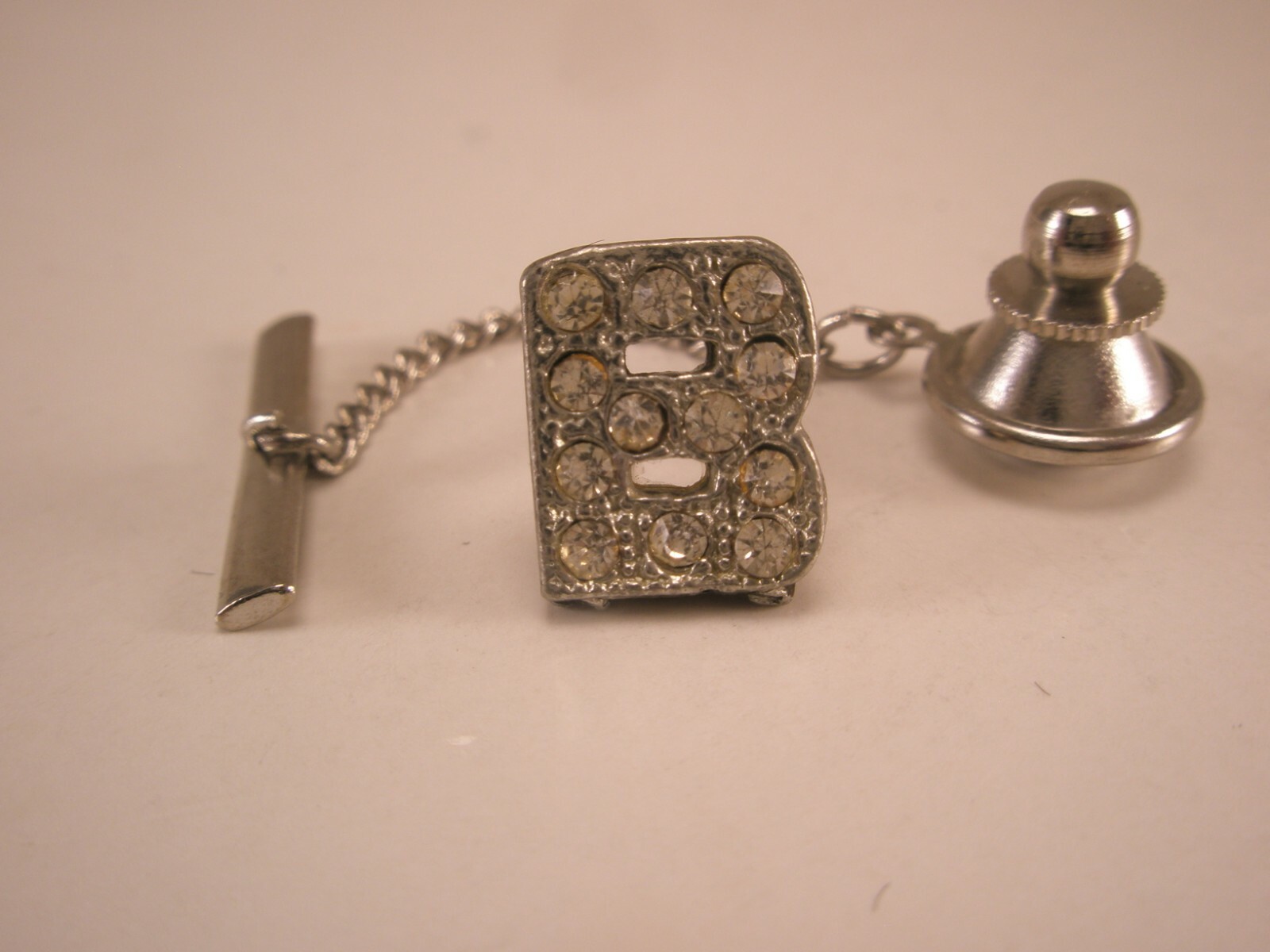 Rhinestone B Initials Monogram Letter Vintage Lap… - image 2