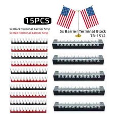 Dual Row Electric Barrier Strip Block 600V 15A12 Position Screws Terminal 15PCS
