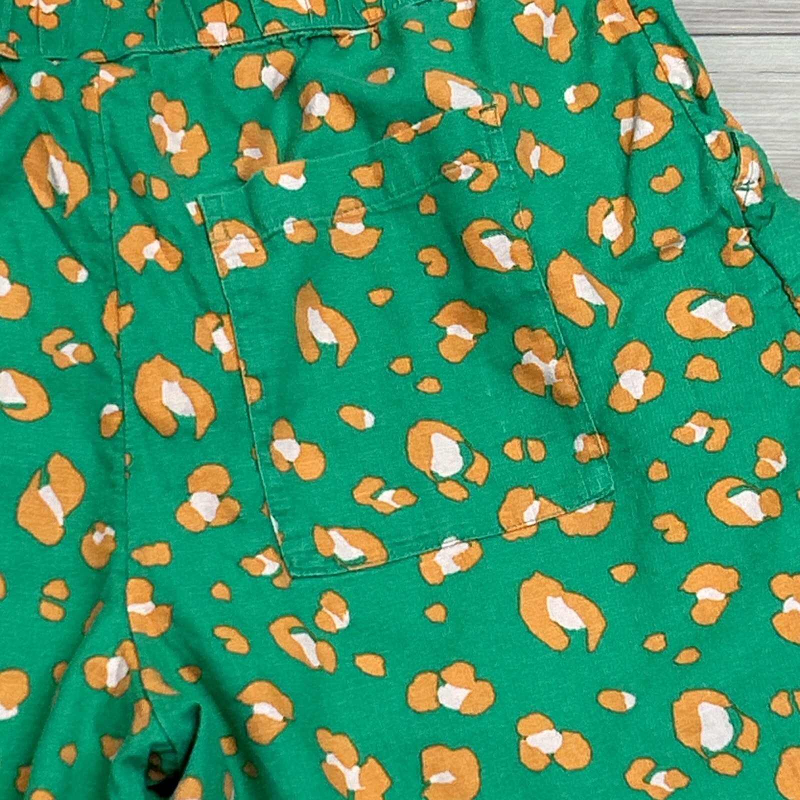 Women's Large Shorts Linen Blend Hi-Rise Pockets Leopard Print Tabitha Brown