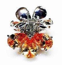 QUALITY Hair Claw Clip using Swarovski Crystal Hairpin Wedding Flower Brown