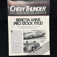 Original VINTAGE 1988 CHEVROLET THUNDER PERFORMANCE NEWSLETTER MINT Racing Parts