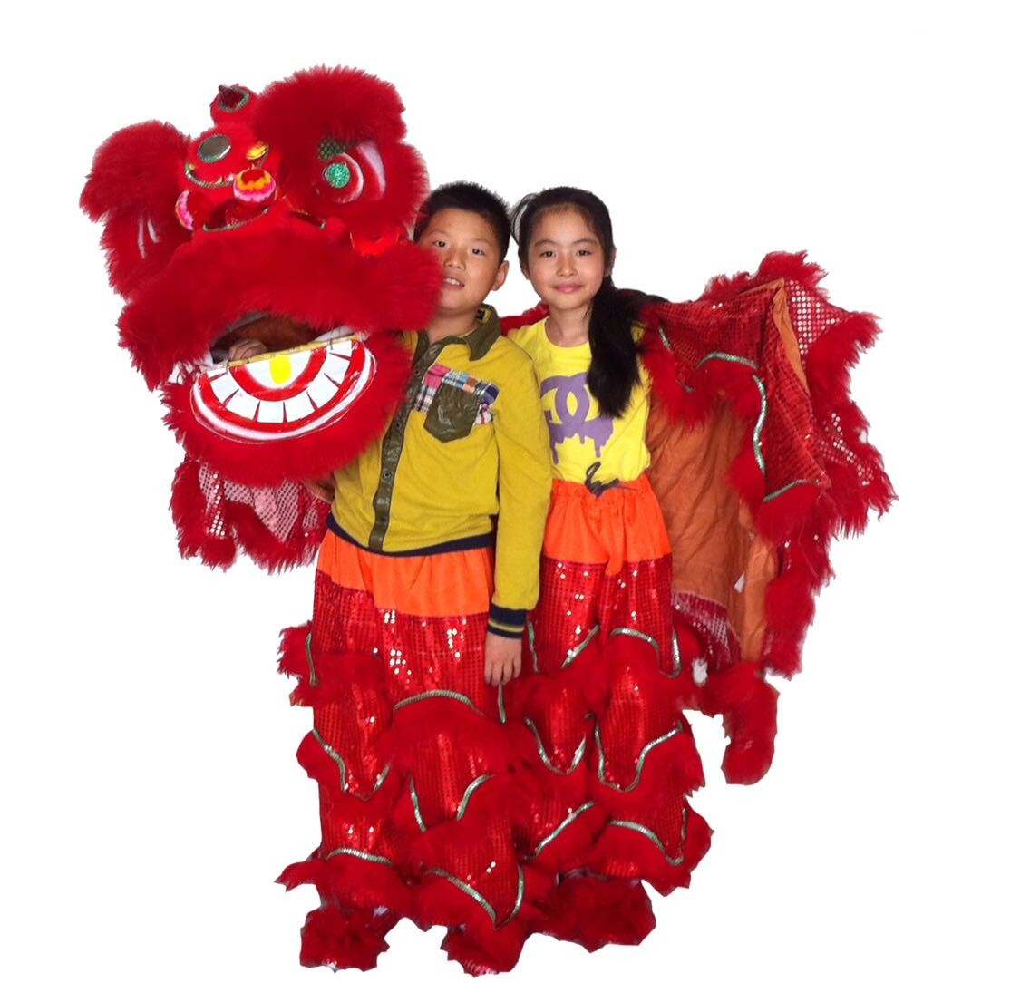 Pur Lion Dance mascot Costume Chinese Lion two kids pure wool