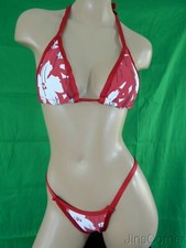 Exotic dancer stripper red/white two piece bikini dance outfit - dancewear