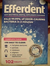 EFFERDENT Denture Cleanser Tablets 102 tablets  NEW ! Complete Clean 102 Tablets