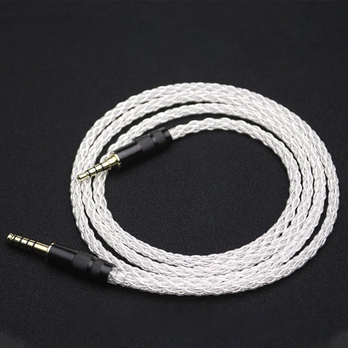 HIFI 8 Core Silver Plated Headphone AUX Audio Cable 3.5mm Balanced to 4.4mm Male - Picture 2 of 6