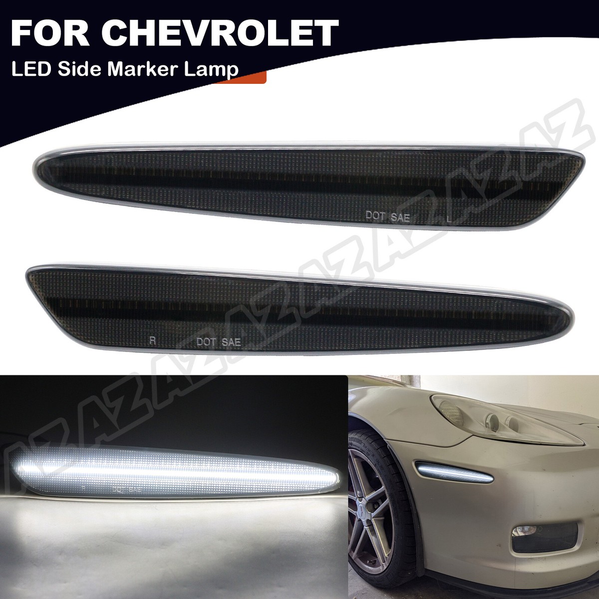 2X White LED Front Strip Side Marker Lights Parking Lamps